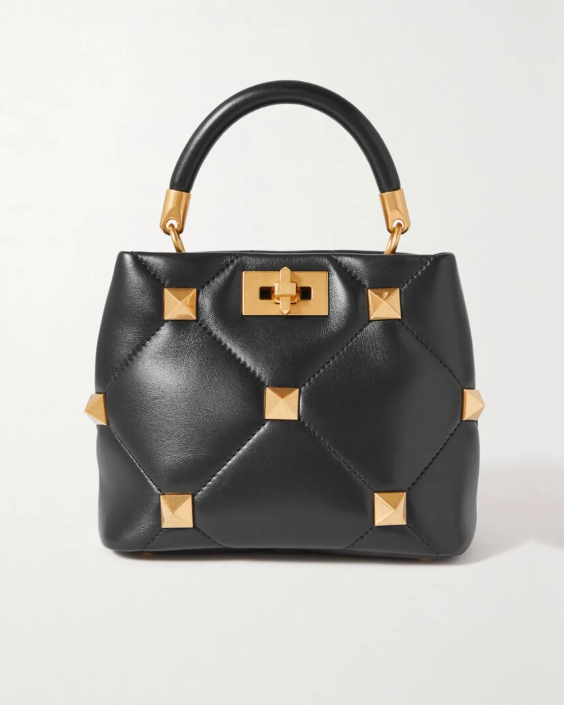 Valentino Garavani Rockstud  Black Leather Top Handle Bag thumbnail