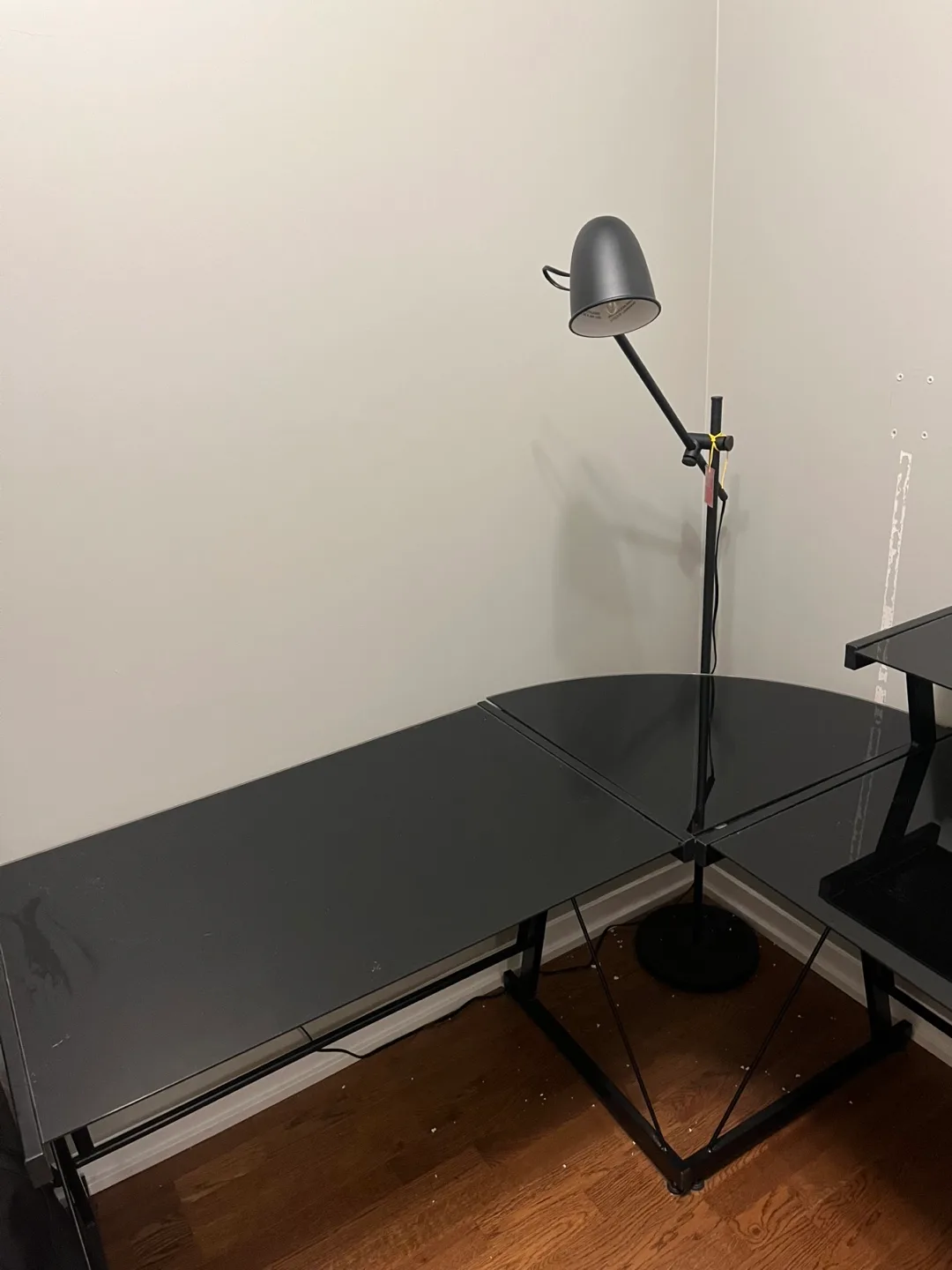 Black Glass L-Shaped corner desk image indicator(2)