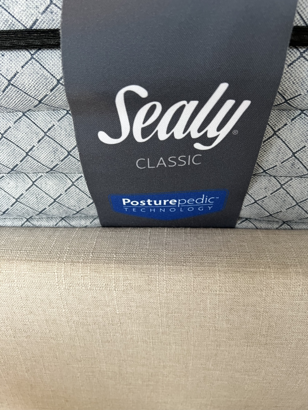 Full size bed in grey or beige, with box spring and mattress - photo 3