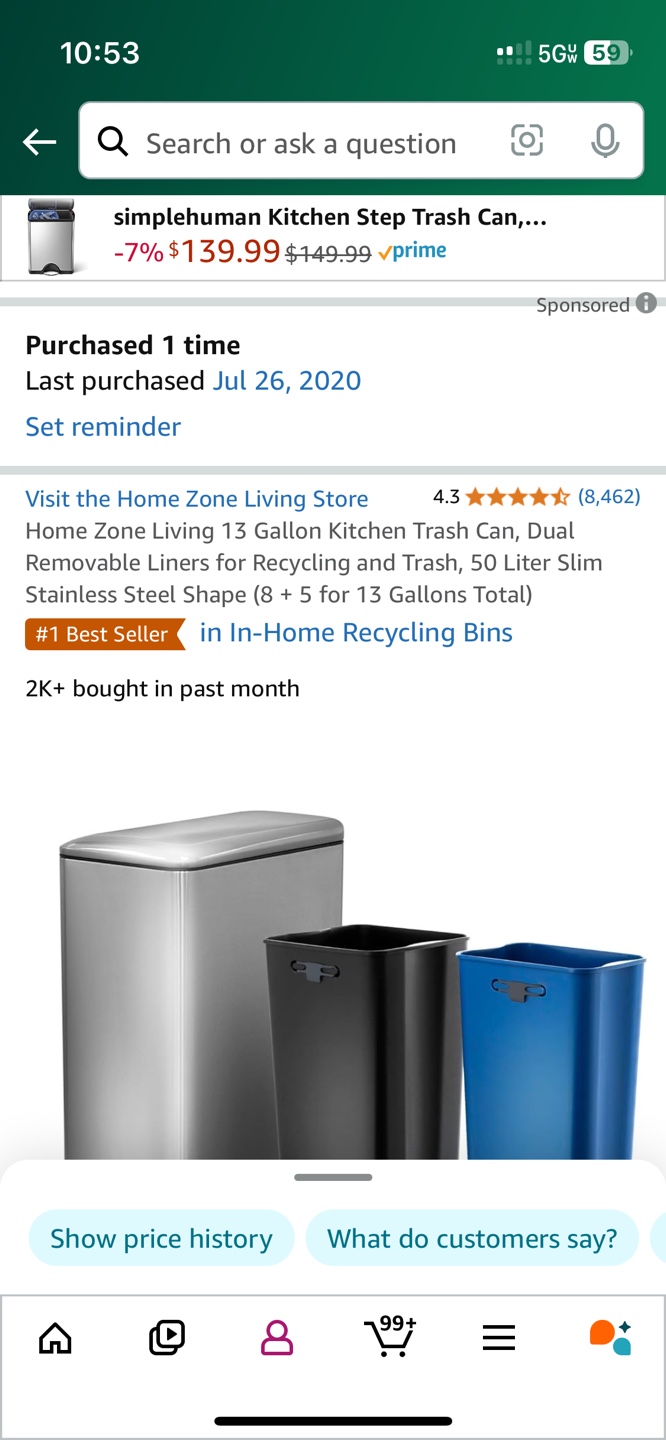 Stainless steel 13 Gallon Kitchen Step Trash Can