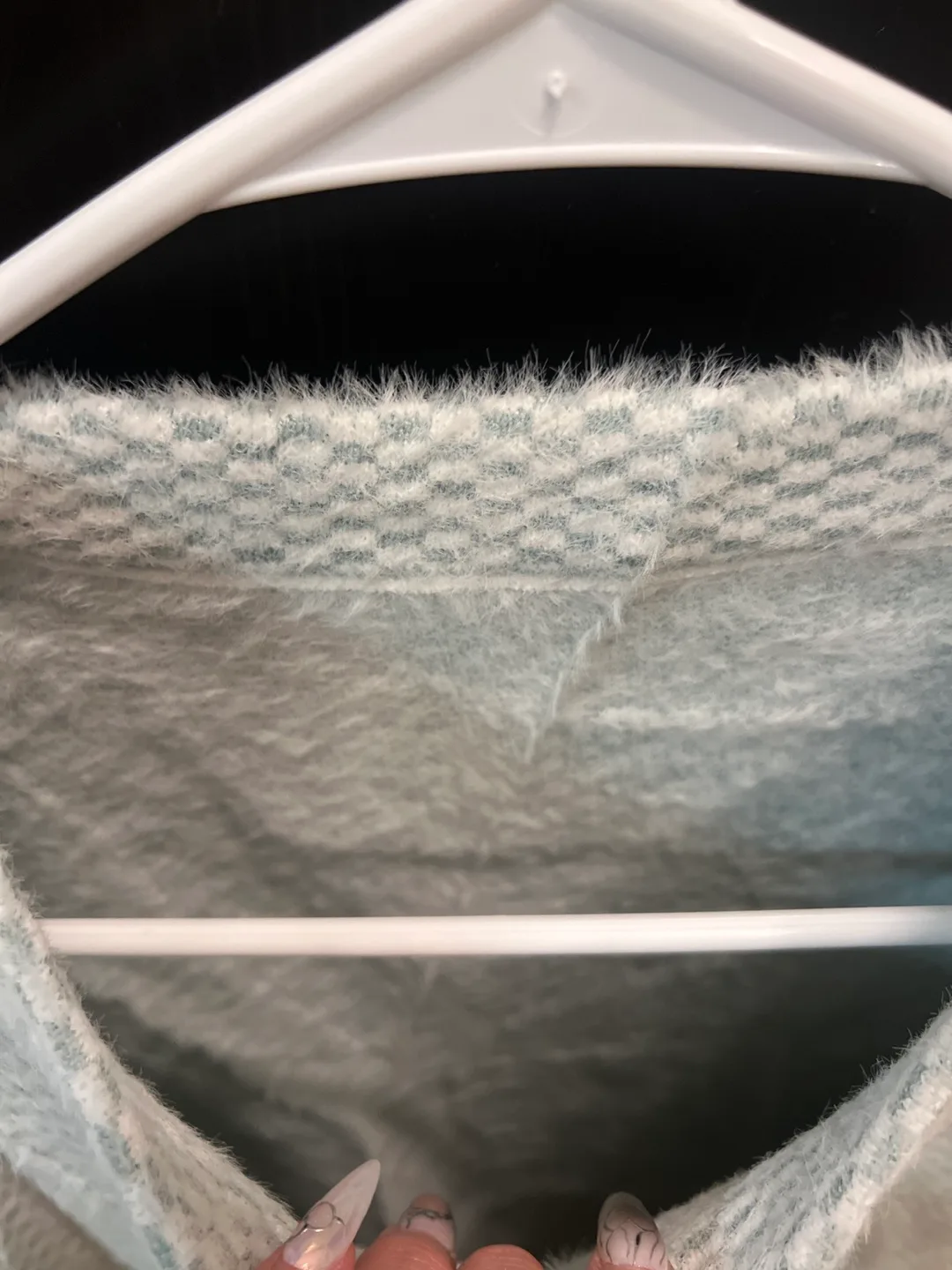 Green and white checkered sweater dress image indicator(4)