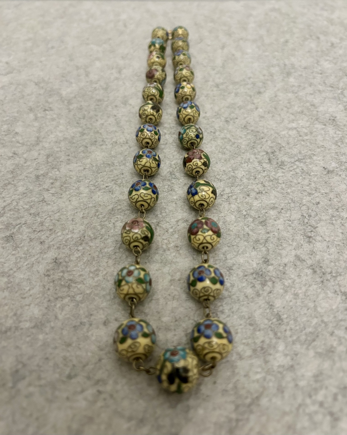 Vintage Flower Cloisonné Bead Necklace - photo 2