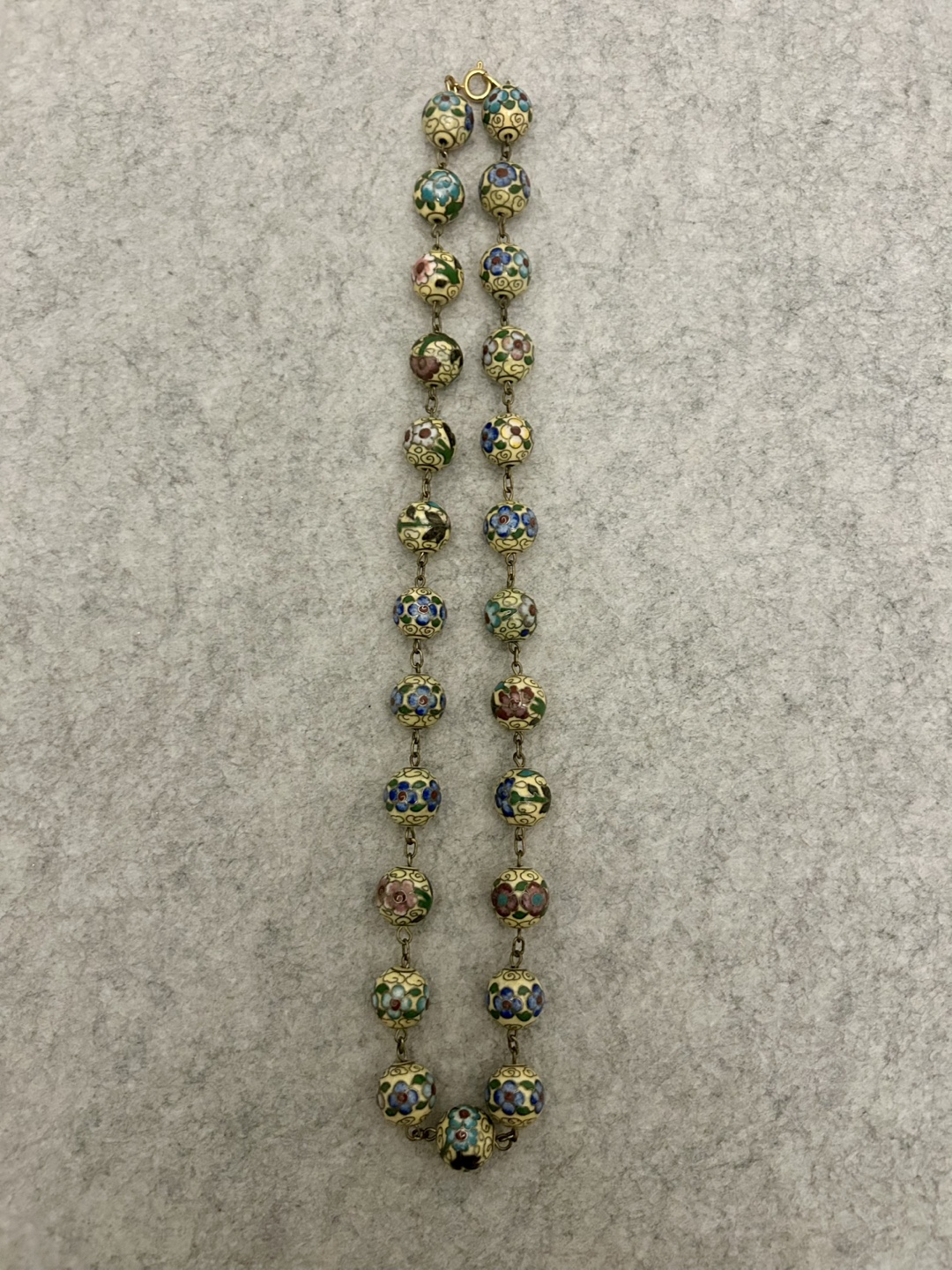 Vintage Flower Cloisonné Bead Necklace