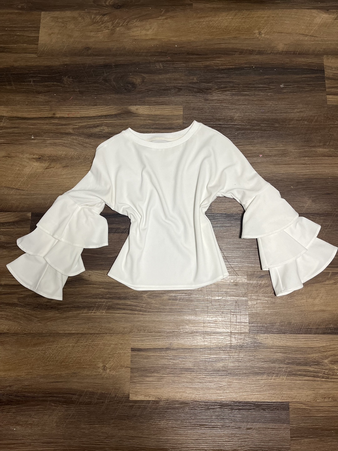 White Ruffle Sleeve Top