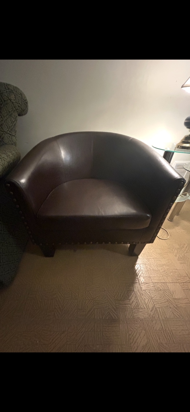 Brown Curved Accent Chair