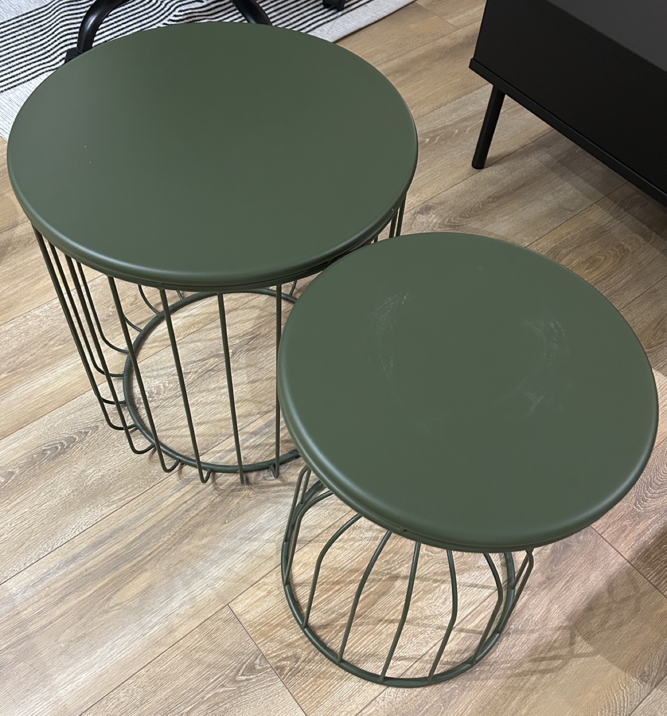 Set of Two Green Accent Tables