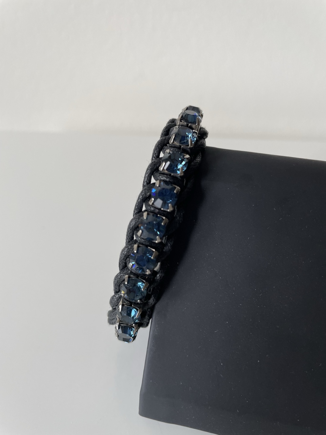 Black Bracelet with Blue crystals