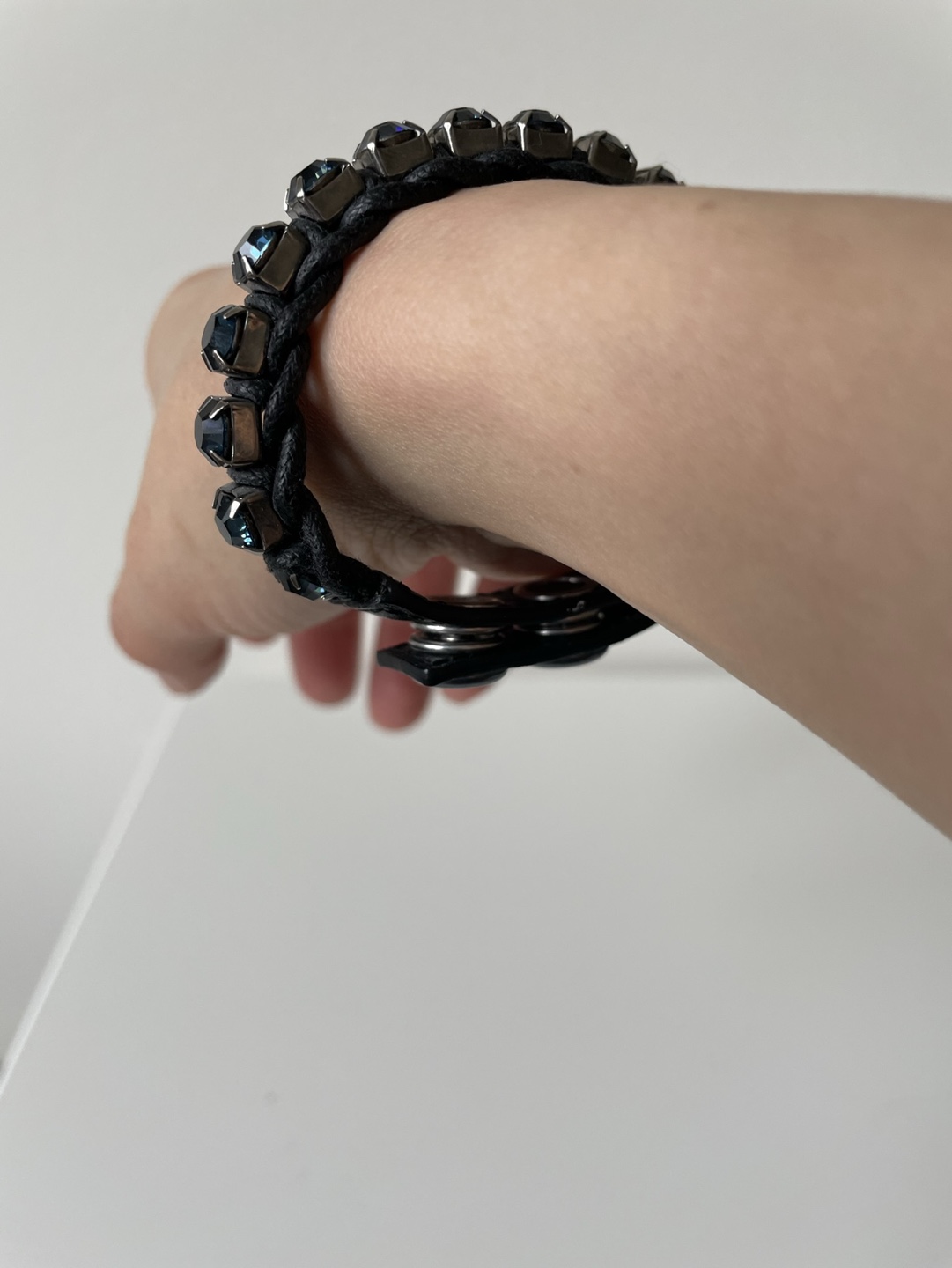 Black Bracelet with Blue crystals - photo 4
