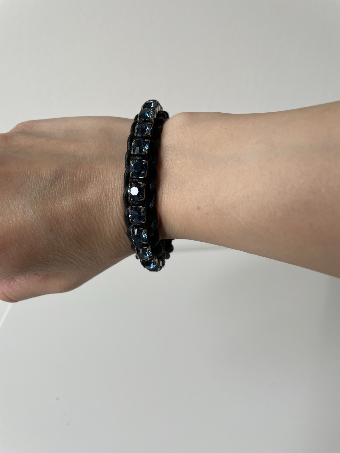 Black Bracelet with Blue crystals - photo 3