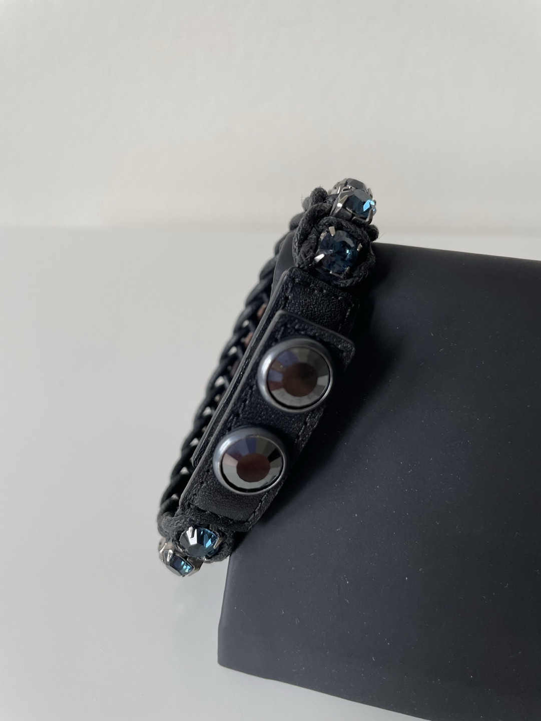Black Bracelet with Blue crystals - photo 2