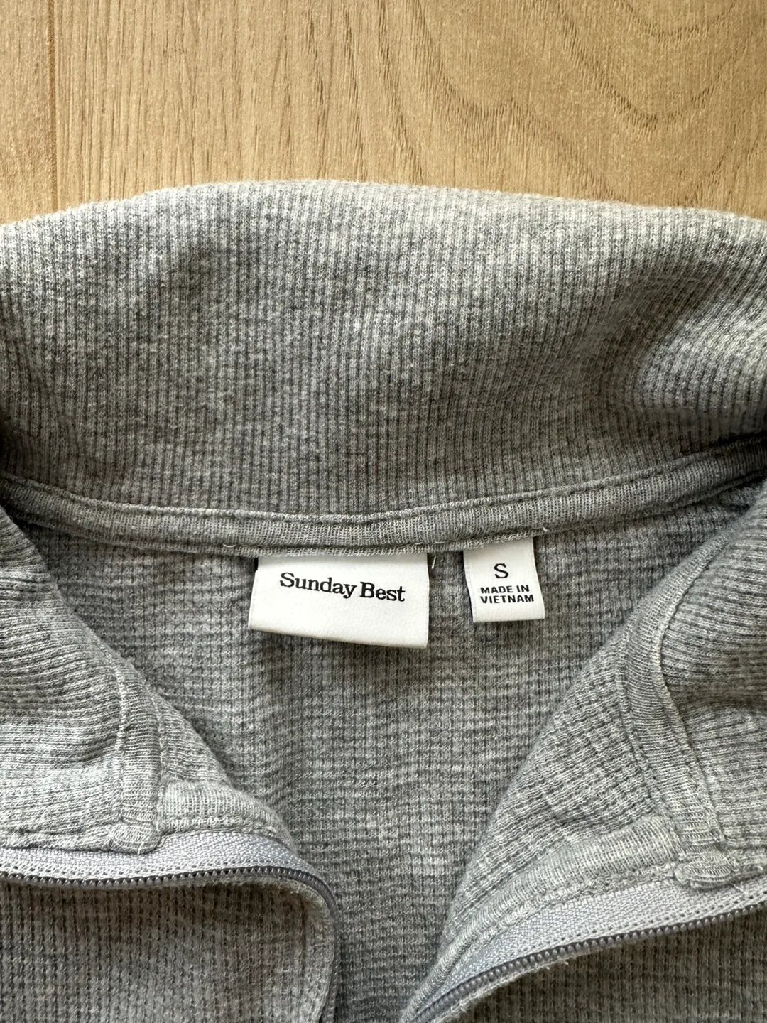 Sunday Best Grey Cropped Waffle Knit Quarter Zip image indicator(2)