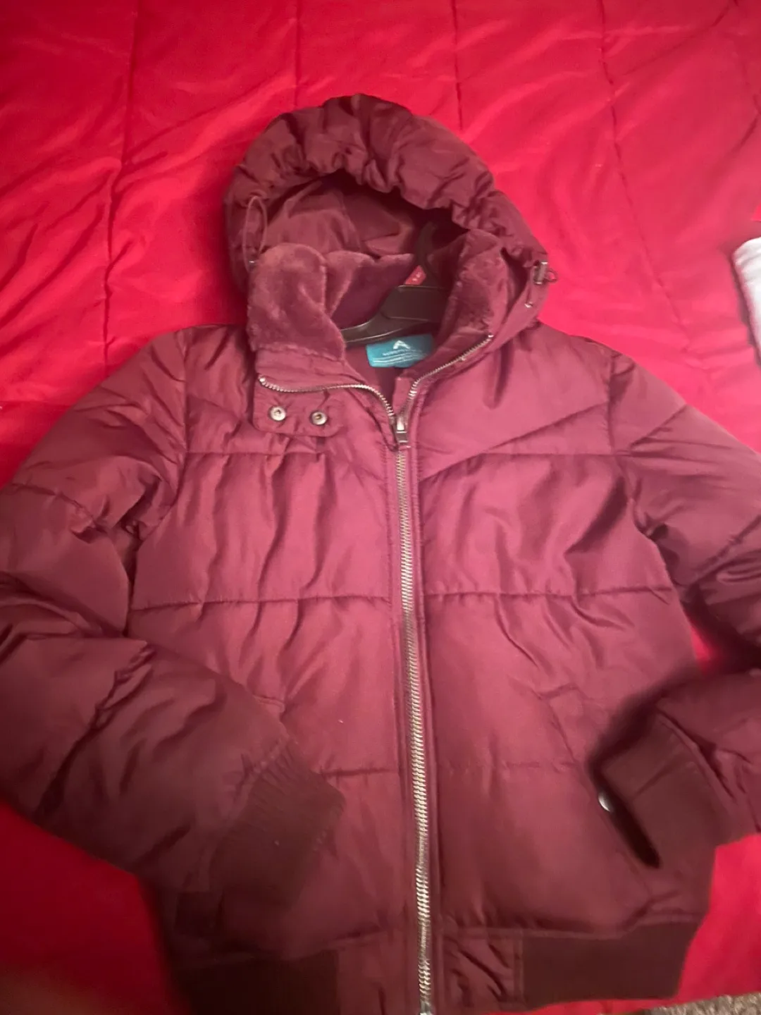 Aeropostale Burgundy Puffer Jacket - XS thumbnail