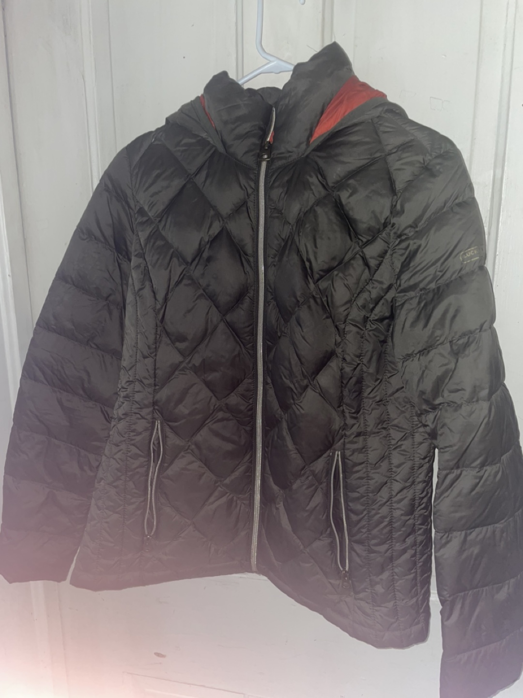 Lucky Brand & Co. Green Puffer Jacket with Orange Lining - photo 2