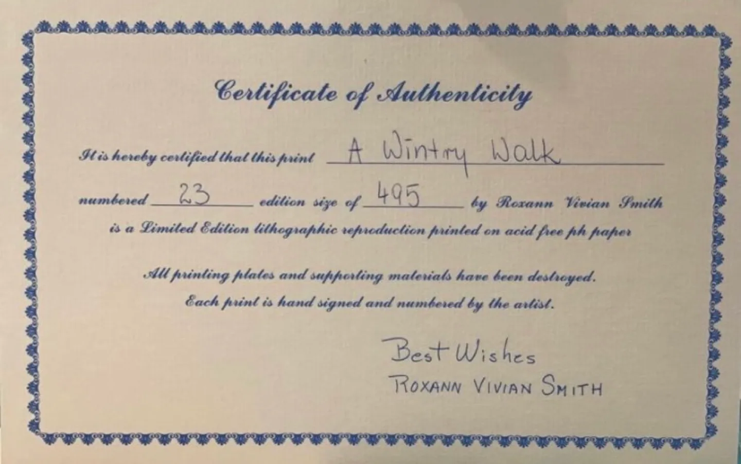 Roxann Vivian Smith Limited Edition Print "A Wintry Walk" image indicator(4)