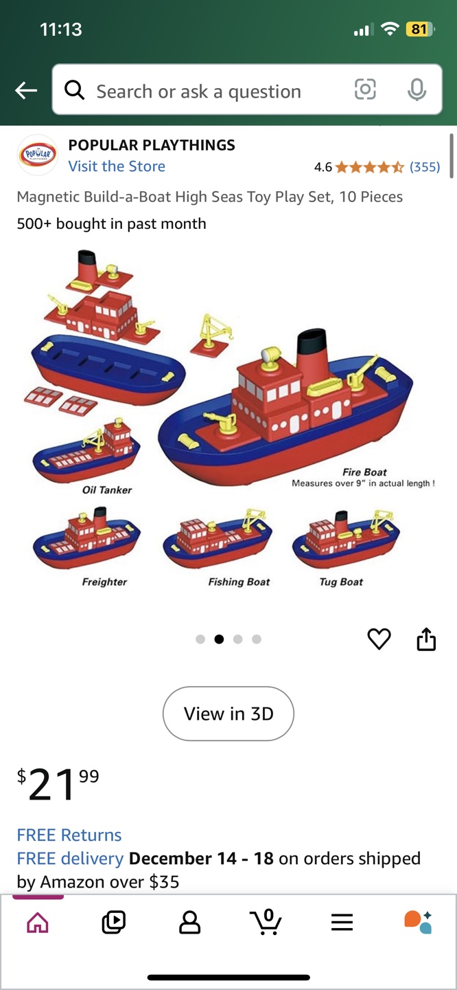 Magnetic Build-A-Boat Toy Set
