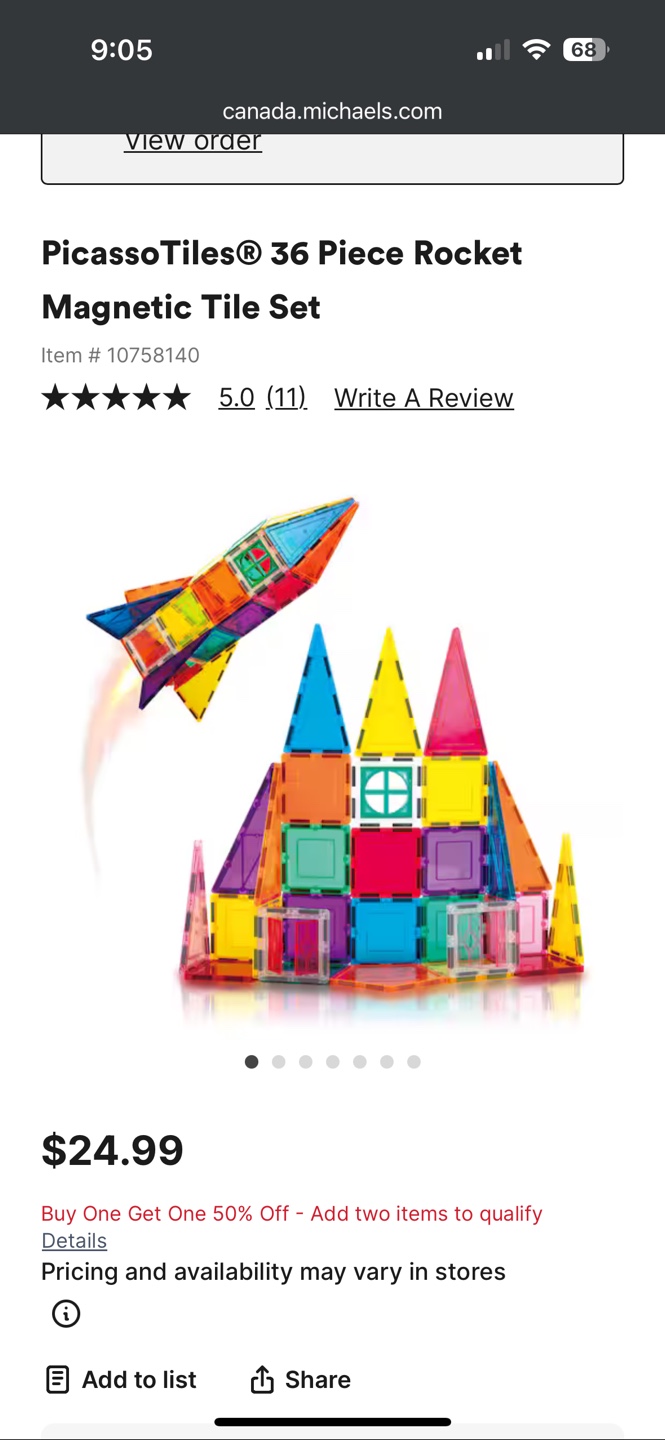 PicassoTiles® 36 Piece Rocket Magnetic Tile Set