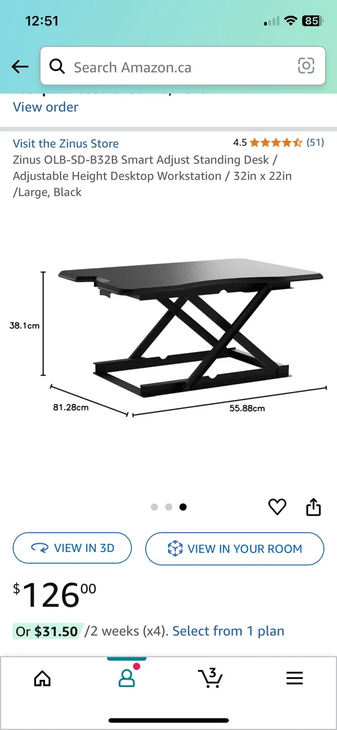 Zinus Smart Adjust Standing Desk-Retails for $140 with taxes image indicator(2)