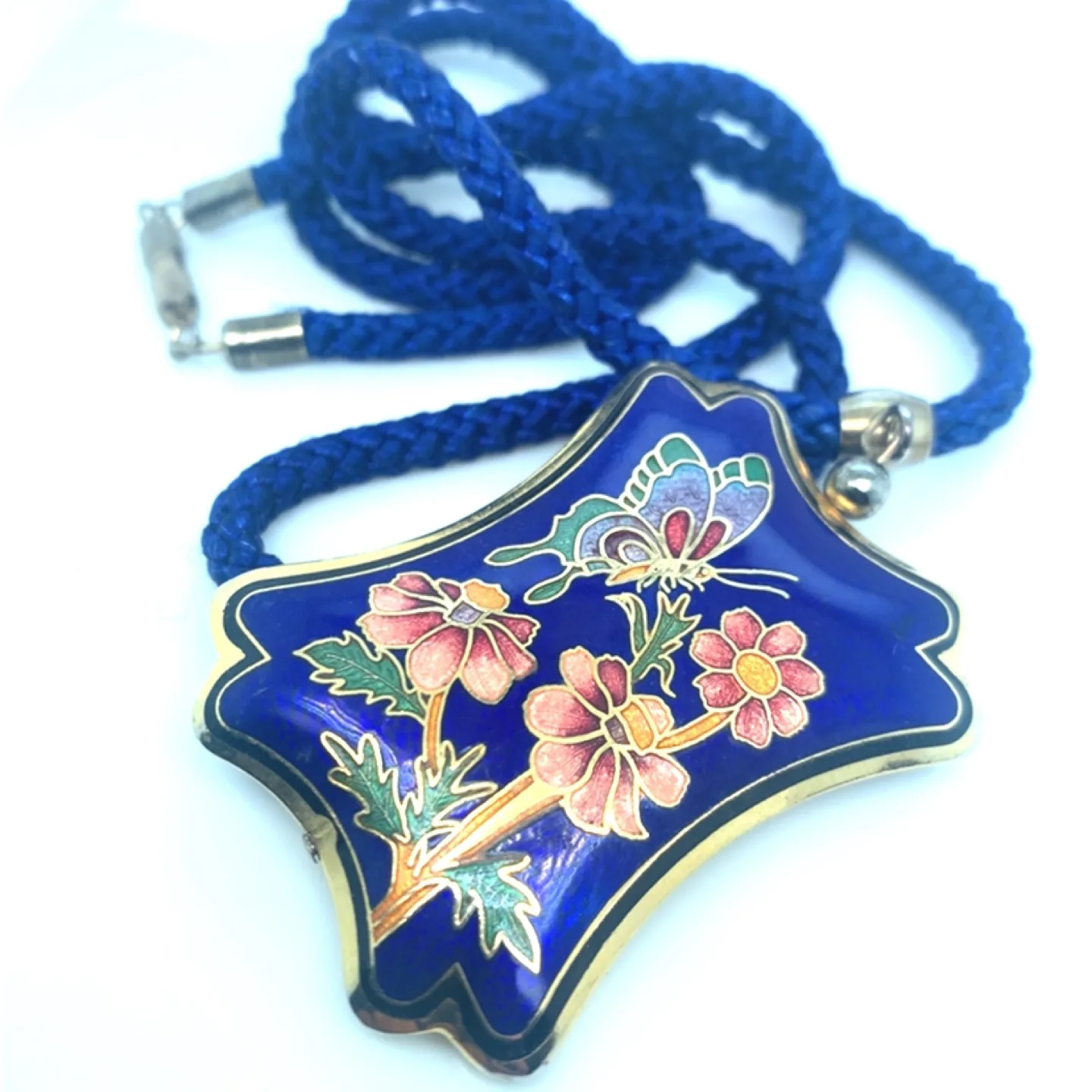 Vintage Reversible cloisonné necklace 26” image indicator(3)