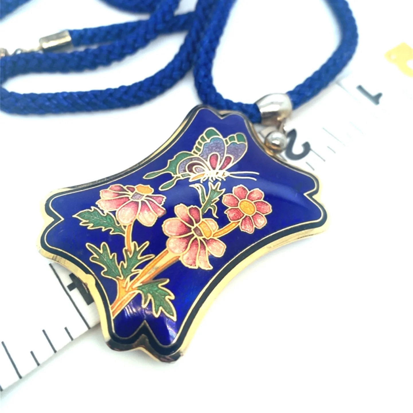 Vintage Reversible cloisonné necklace 26” image indicator(6)