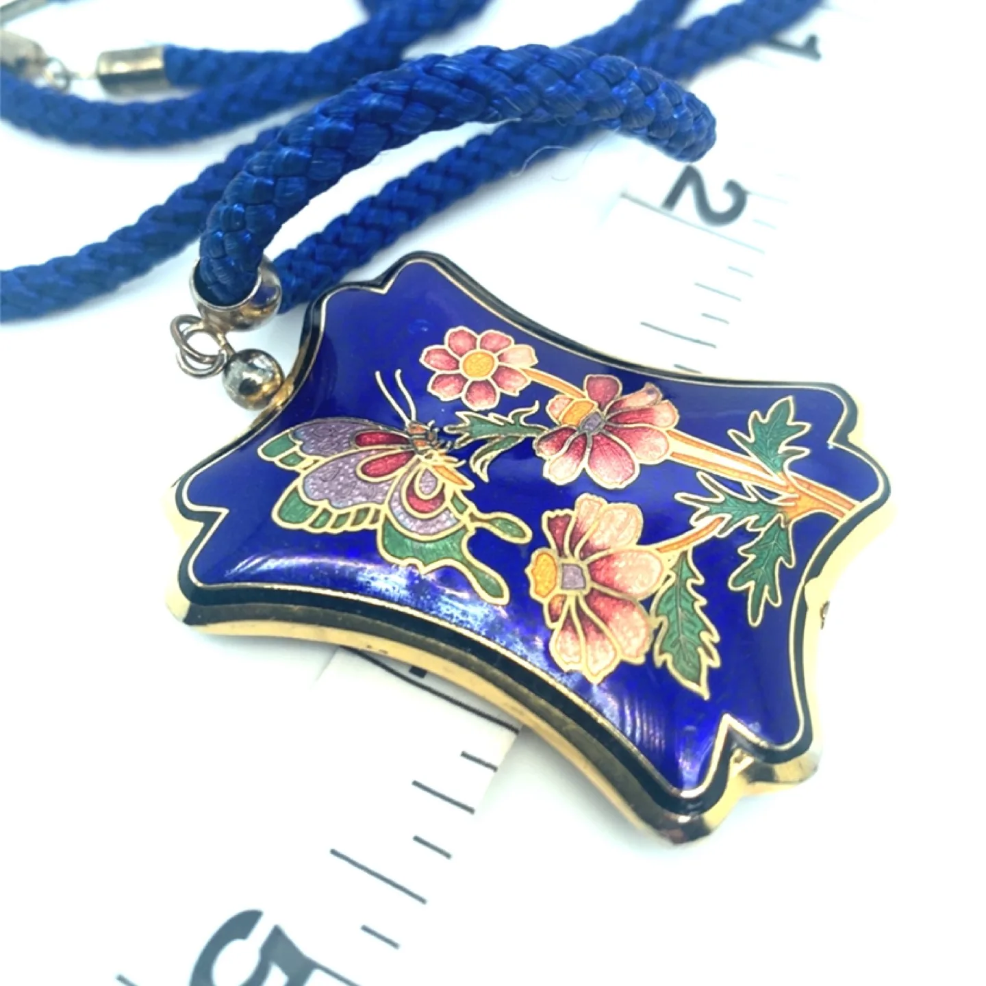 Vintage Reversible cloisonné necklace 26” image indicator(5)