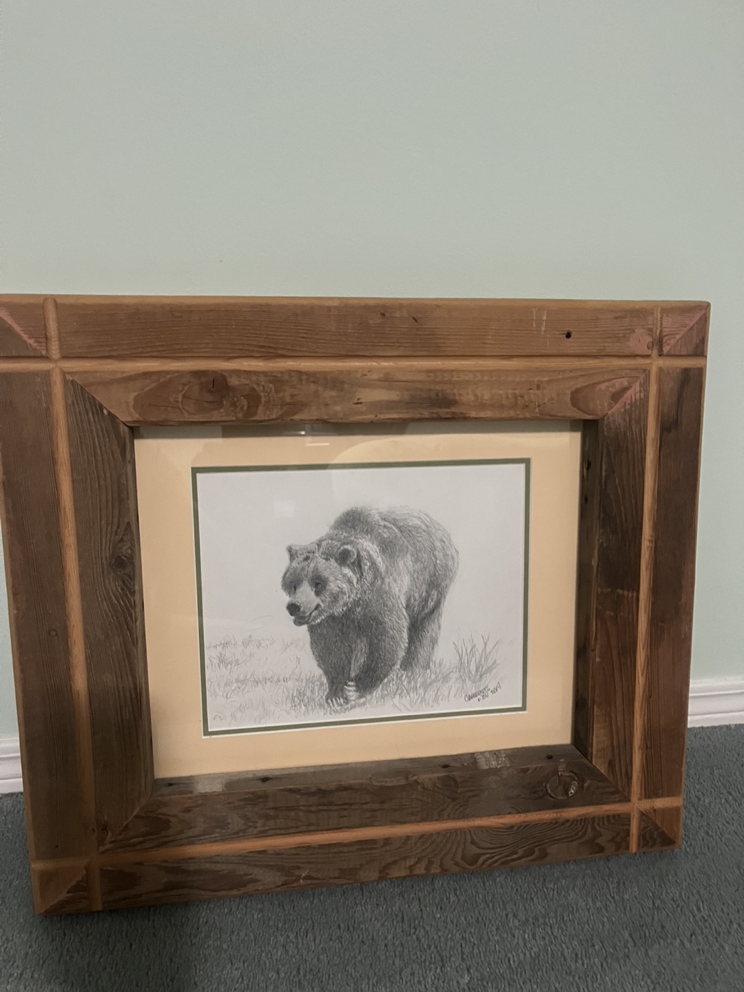 Framed Bear Drawing