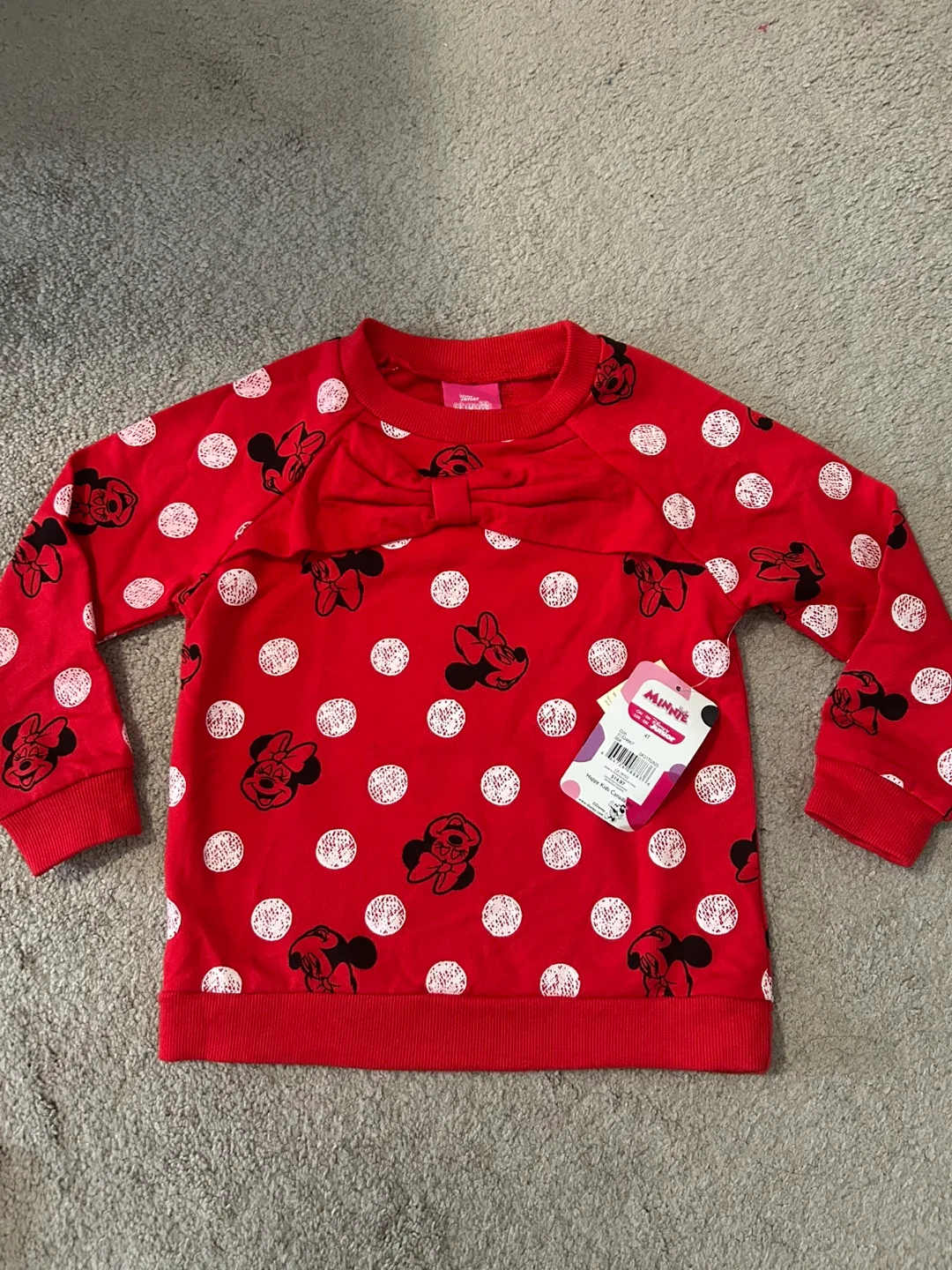 Minnie Mouse Red Polka Dot Long Sleeve Shirt Size 4T thumbnail
