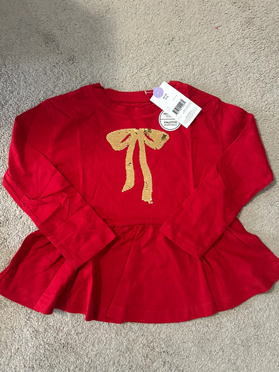George Girls Red Long Sleeve Shirt with Sequins thumbnail