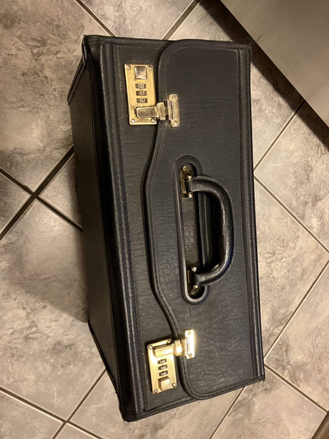 Vintage Black Leather Briefcase with Combination Locks - photo 2