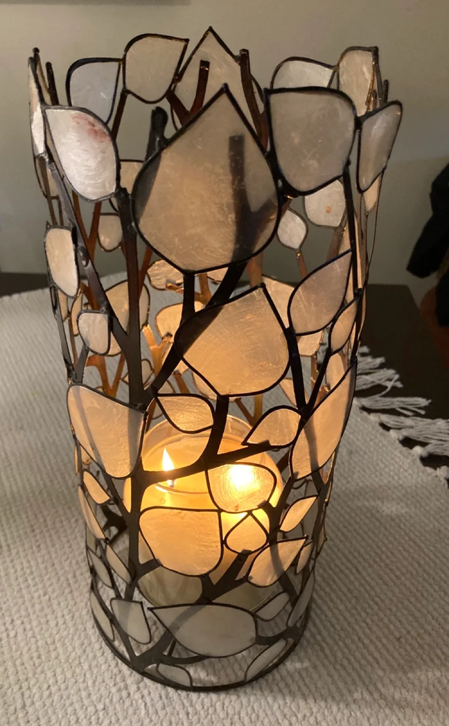 #ThriftyPicksCandle Lantern with Leaf Design image indicator(2)