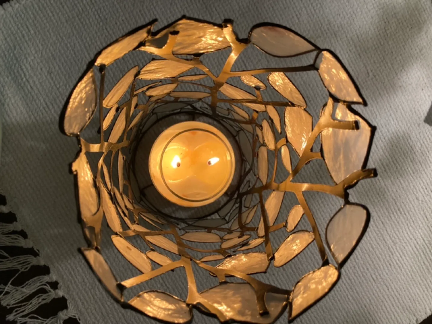 #ThriftyPicksCandle Lantern with Leaf Design image indicator(4)