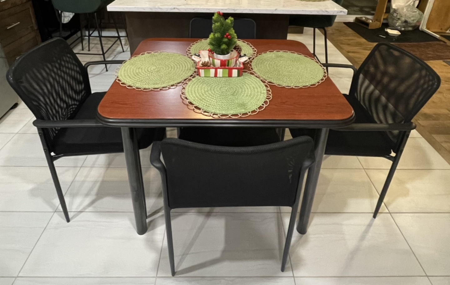 Square dining table and four chairs