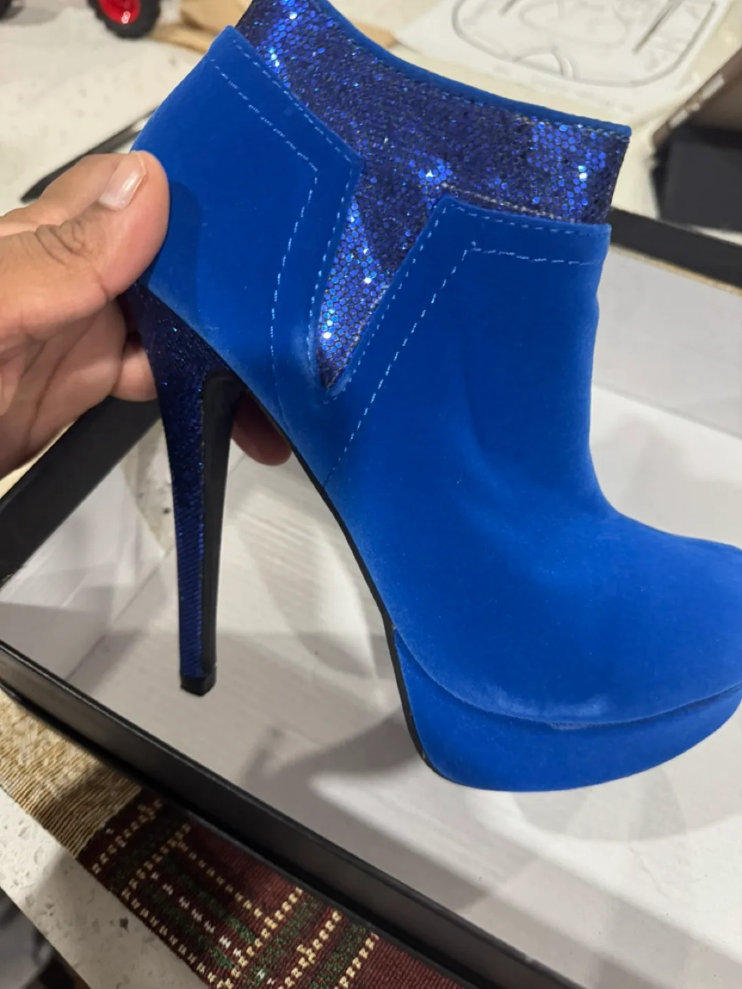 Kiss & Tell Blue Suede Booties image indicator(3)