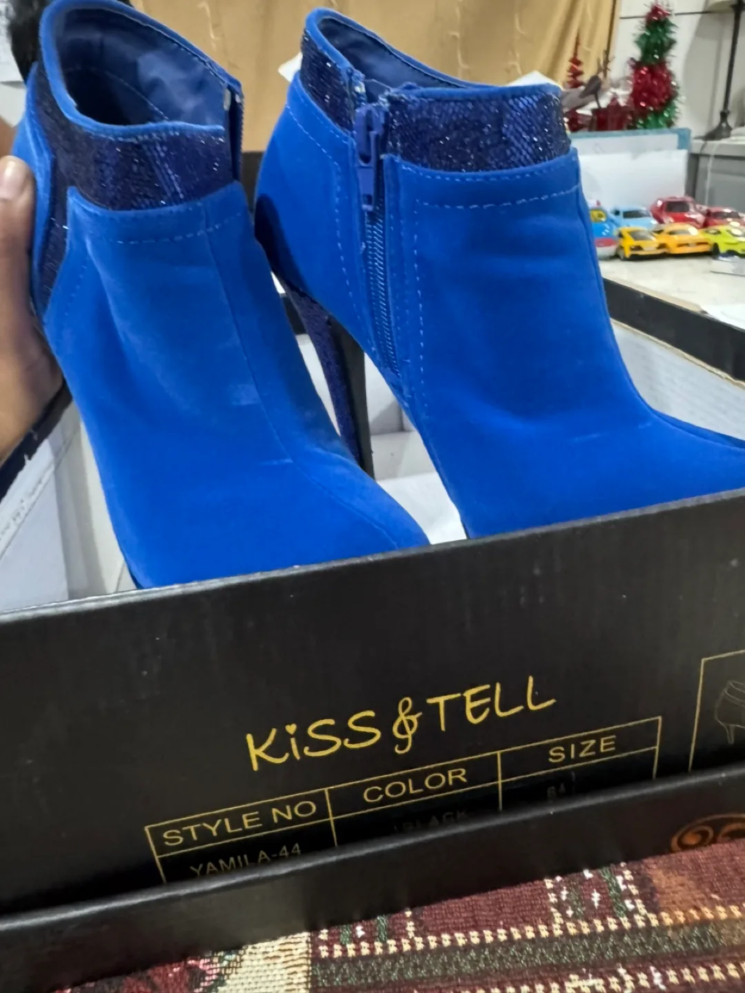 Kiss & Tell Blue Suede Booties image indicator(2)