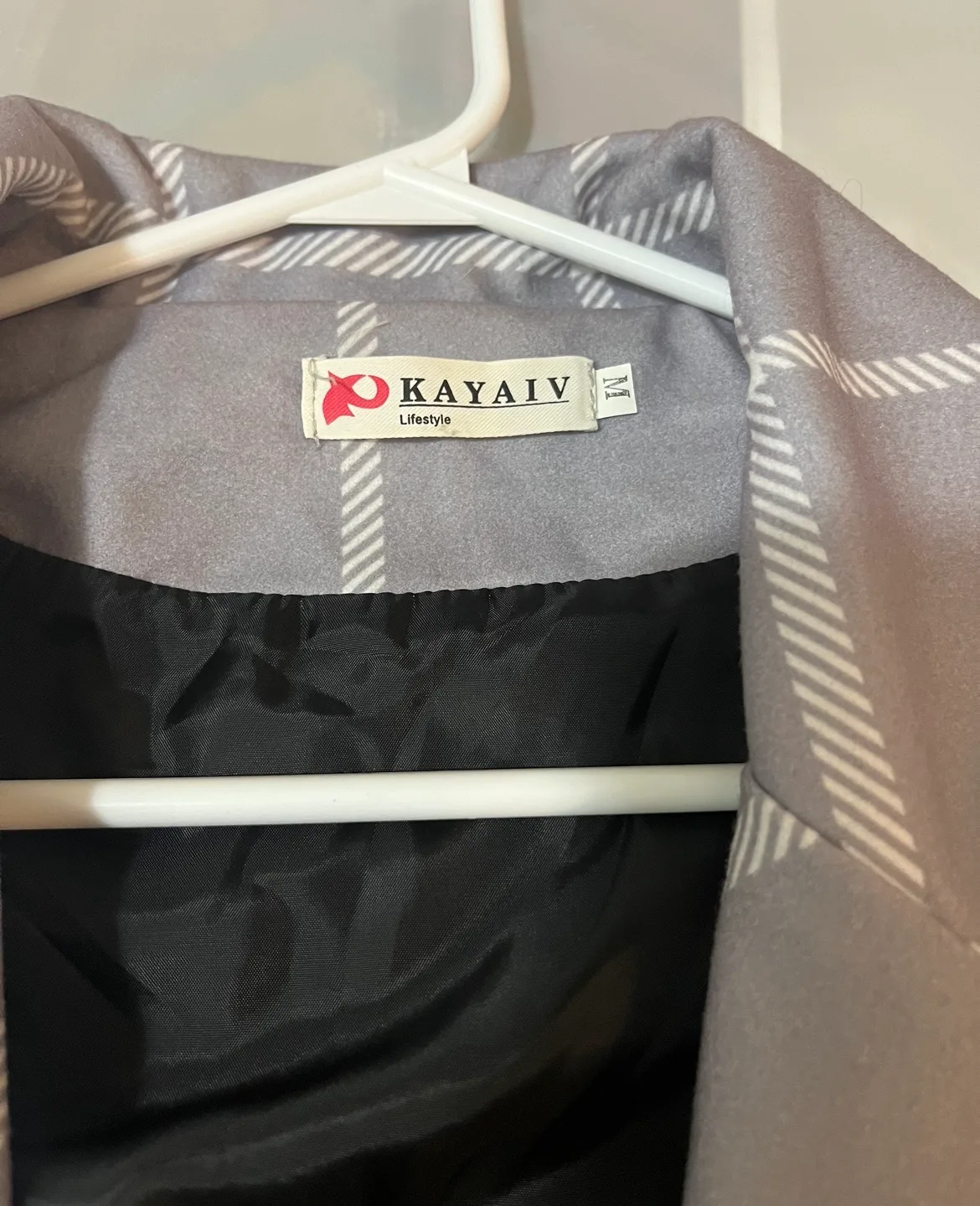 Kayaiv Grey Plaid belted wrap coat sz M image indicator(8)