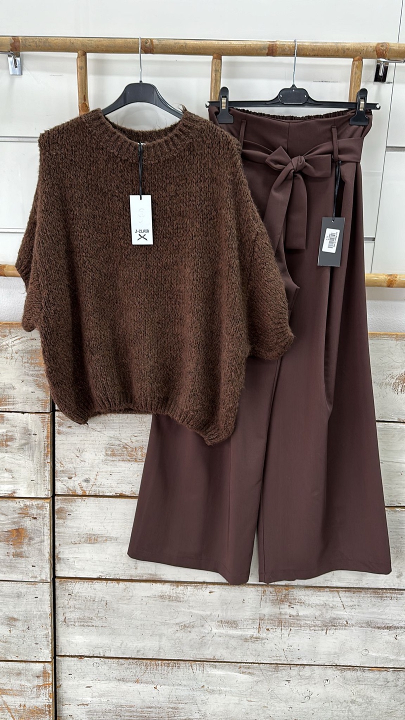 J. Clair Brown Knit Sweater and Pants Set