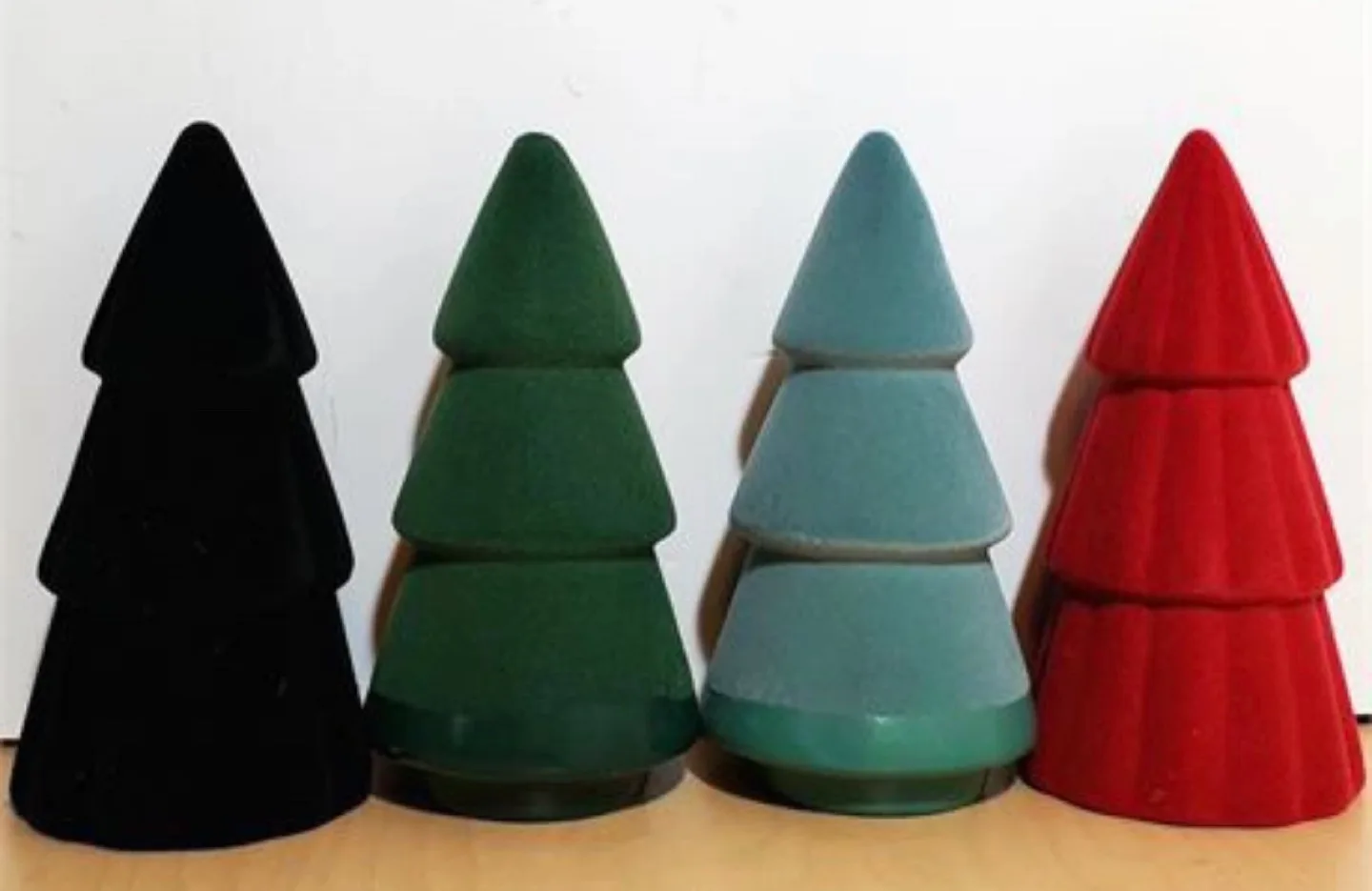 4 Flocked Ceramic Christmas Trees 6" thumbnail