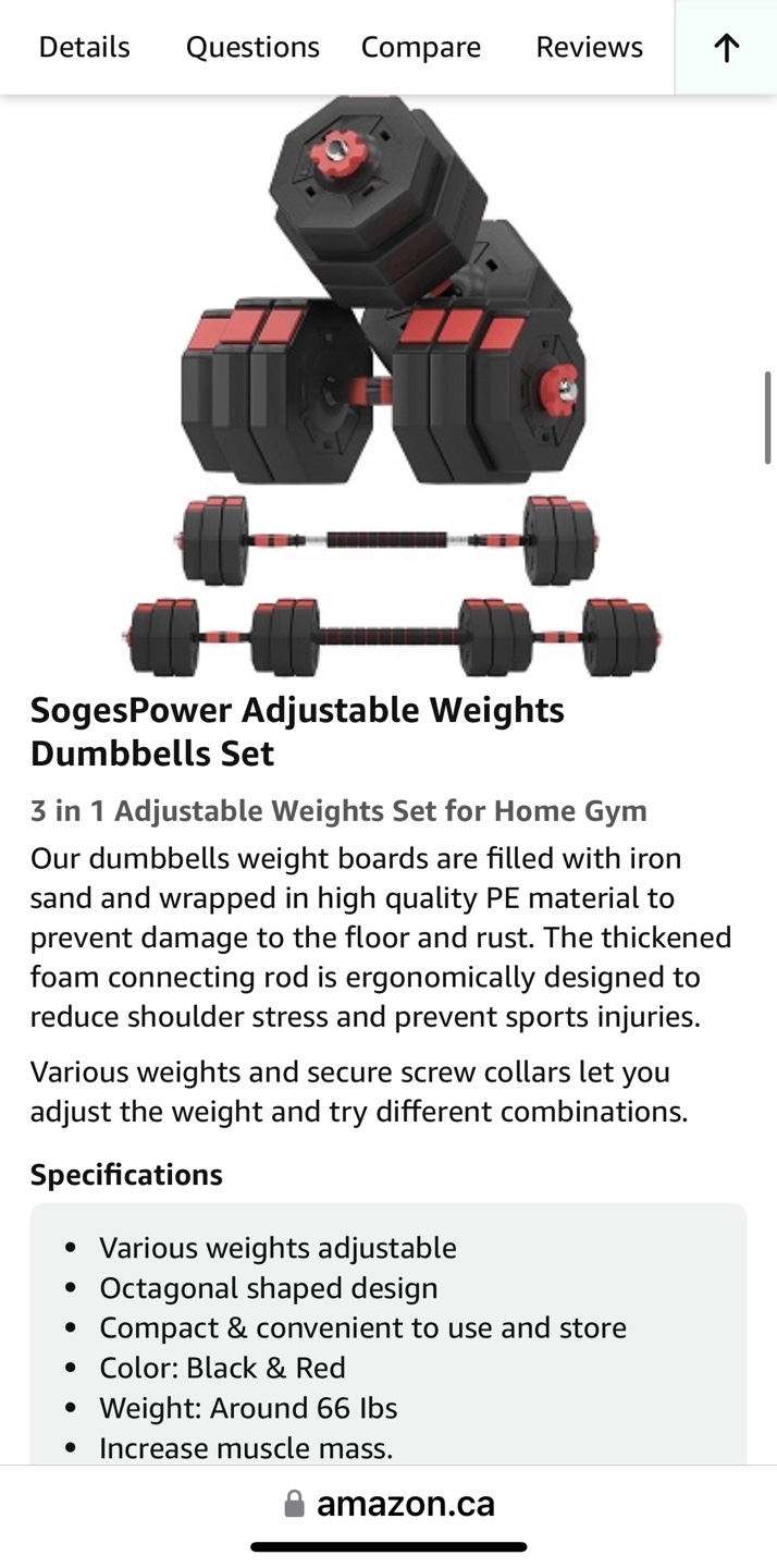 SogesPower Adjustable Weights Dumbbells Set - photo 2
