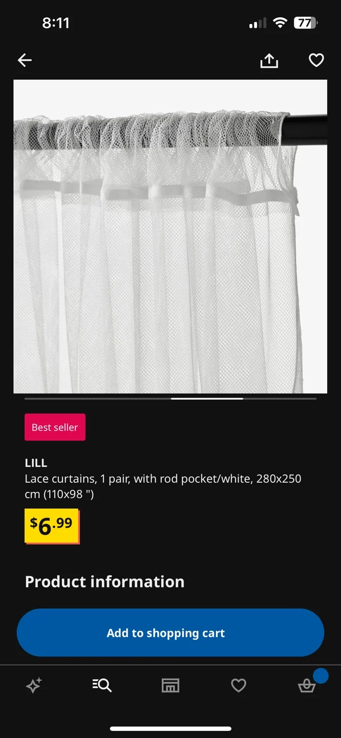 IKEA LILL White Lace Curtains thumbnail