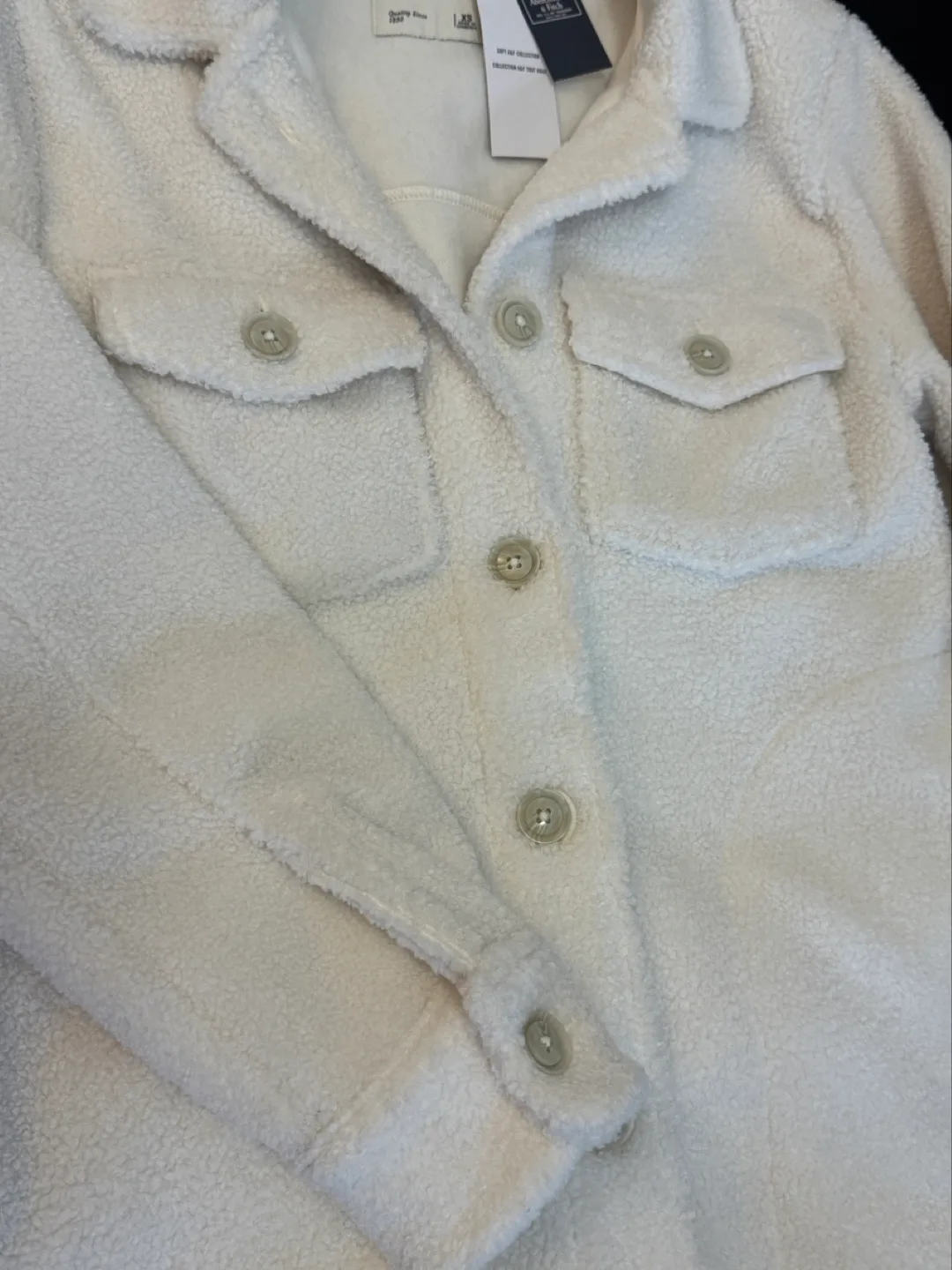 Abercrombie & Fitch White Sherpa Jacket image indicator(3)