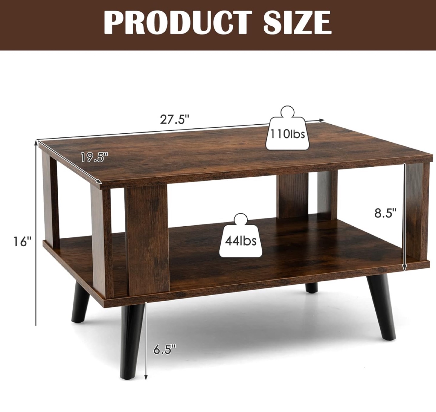 Mid-Century Modern Coffee Table with Shelf - photo 3