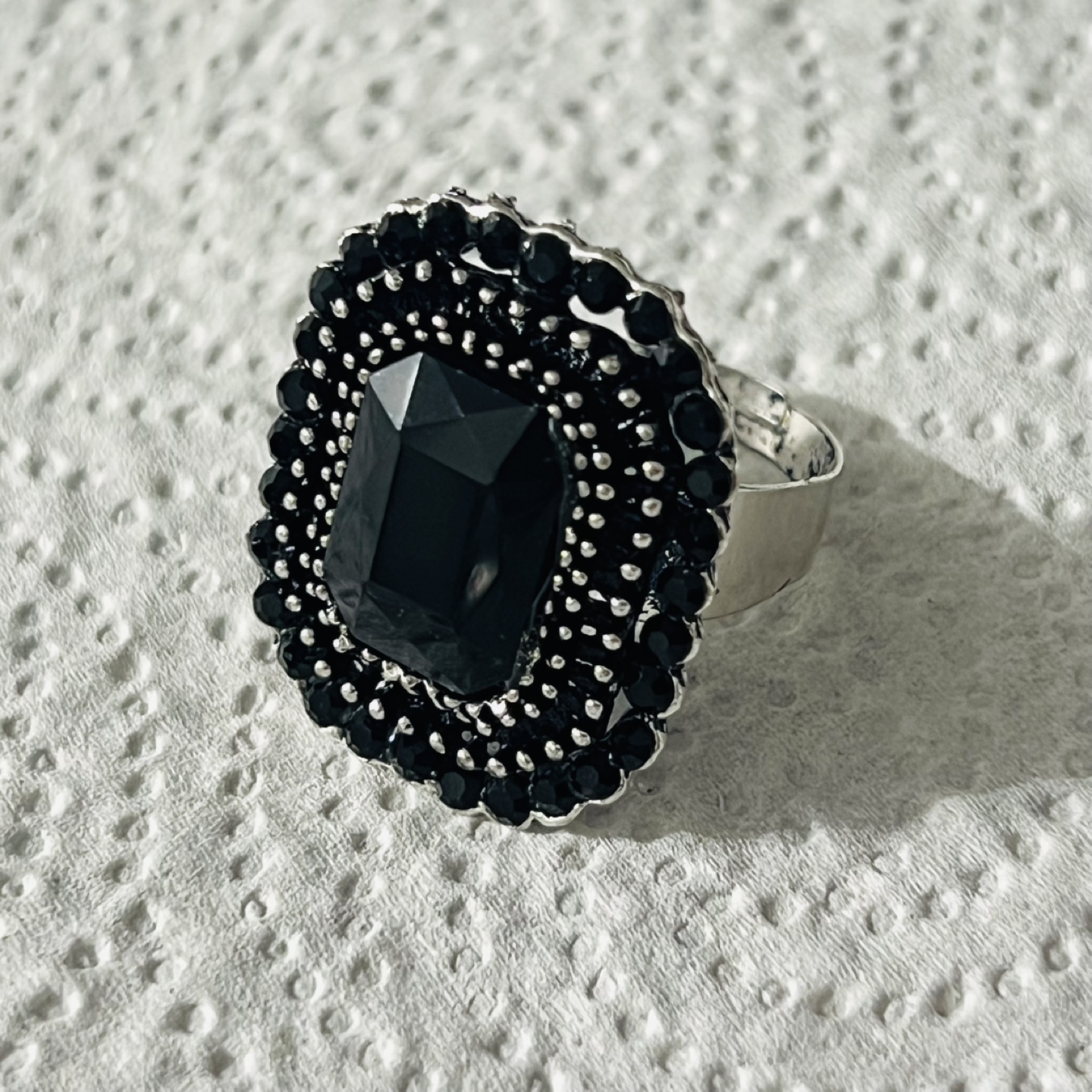 Black Rhinestone Ring