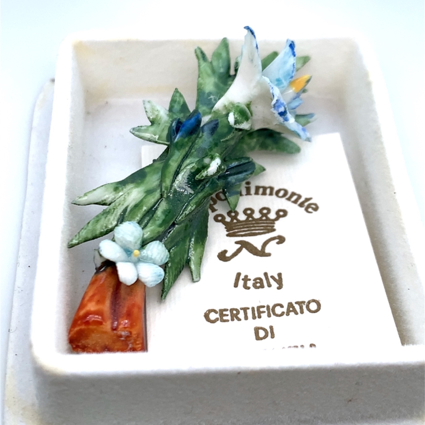 Vintage Capodimonte Porcelain Flower Brooch