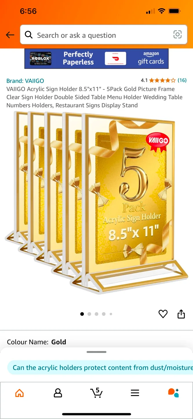 VAILIGO Acrylic Sign Holders - 5 Pack image indicator(3)