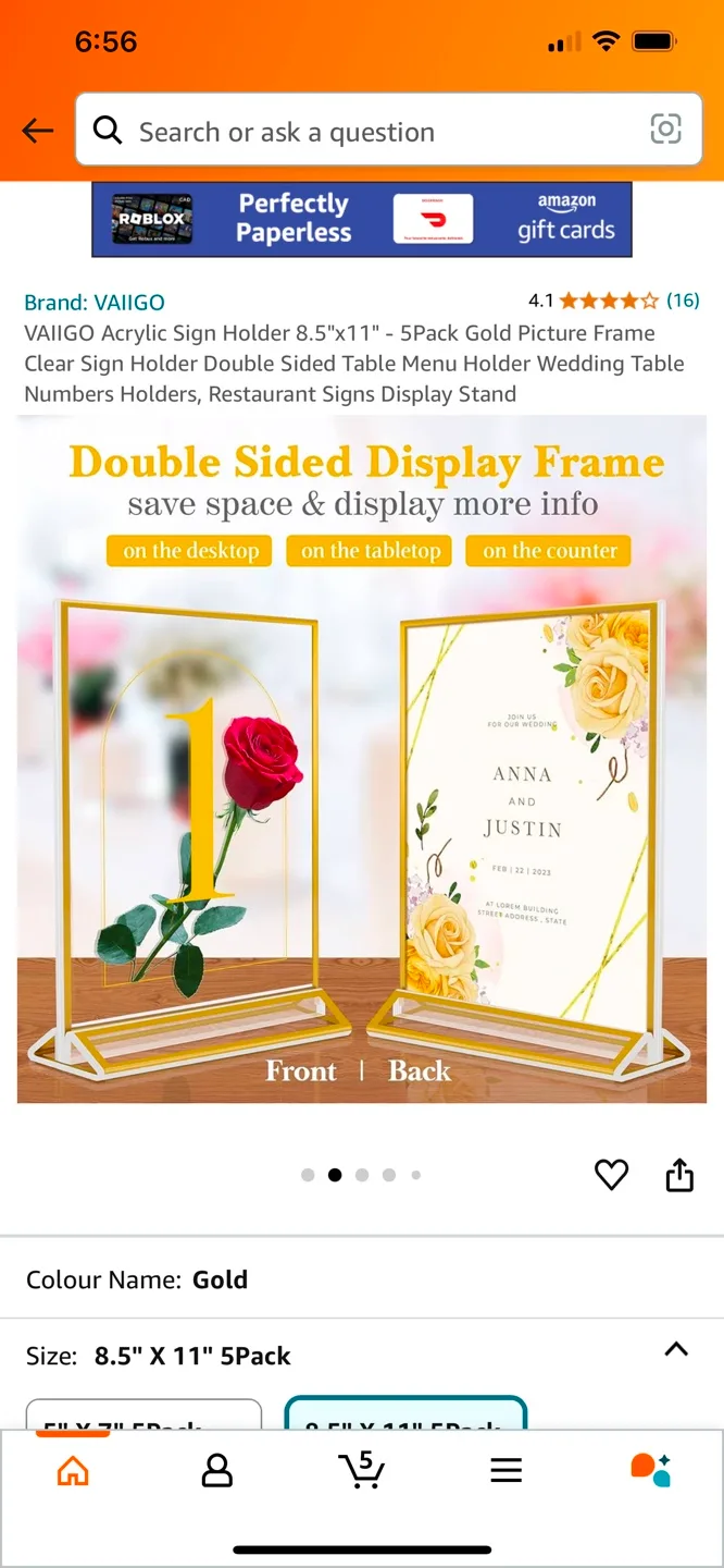 VAILIGO Acrylic Sign Holders - 5 Pack image indicator(2)