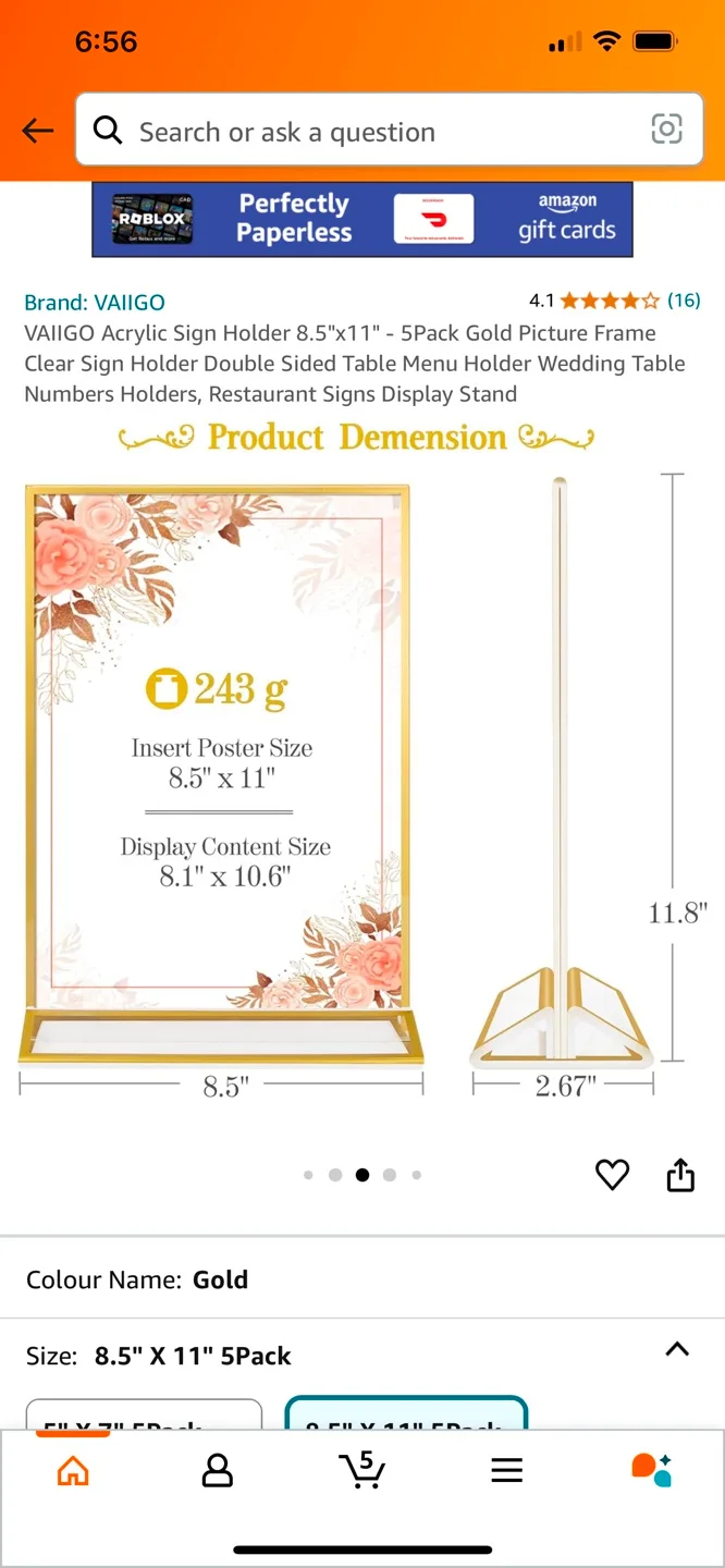 VAILIGO Acrylic Sign Holders - 5 Pack image indicator(5)