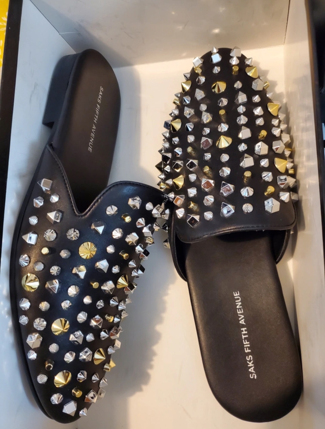 Saks Fifth Avenue Studded Mules