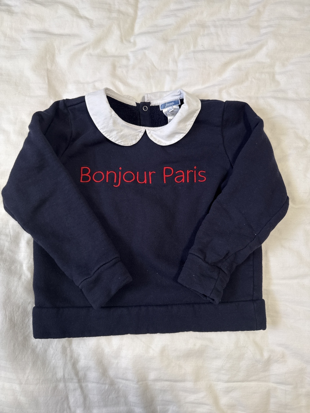 Bonjour Paris Navy Blue Sweater with Peter Pan Collar