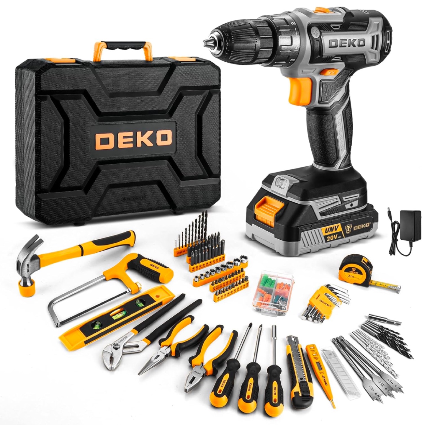 DEKO 20V Cordless Drill Driver with Tool Kit
