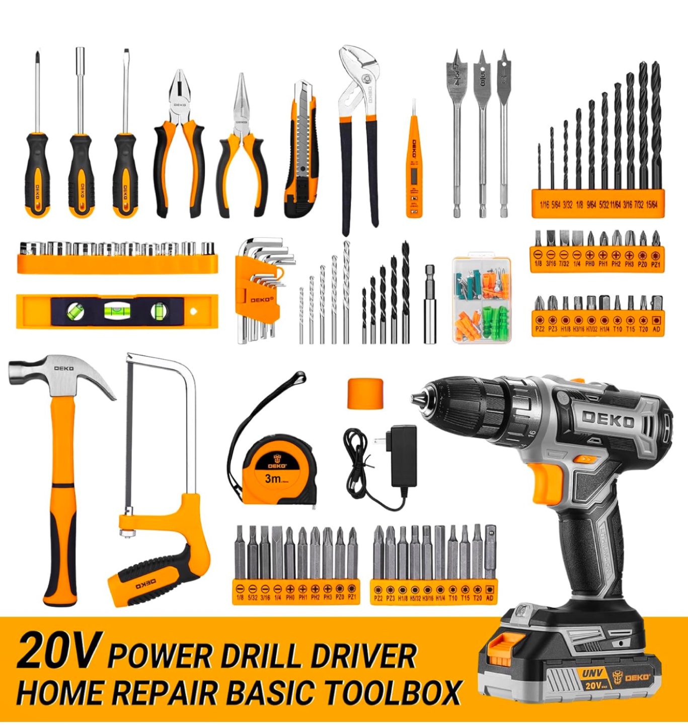 DEKO 20V Cordless Drill Driver with Tool Kit - photo 2