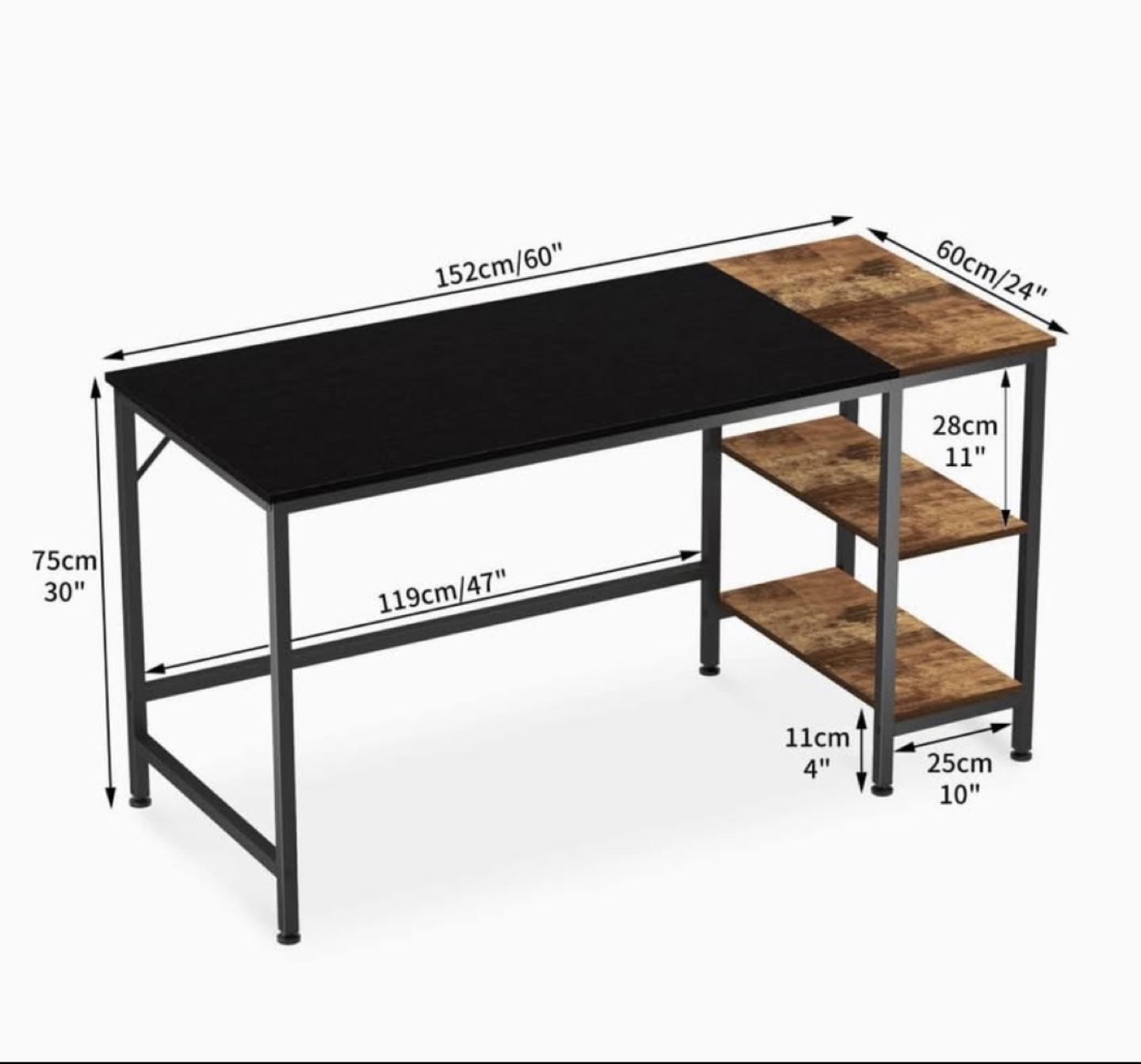 Industrial style Computer Desk with Shelf